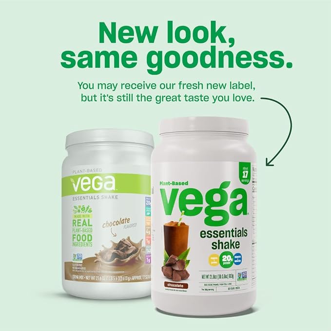 Vega Essentials Plant Based Protein Powder, Chocolate - Vegan, Superfood, Vitamins, Antioxidants, Keto, Low Carb, Dairy Free, Gluten Free, Pea Protein for Women & Men, 1.4 lbs (Packaging May Vary)