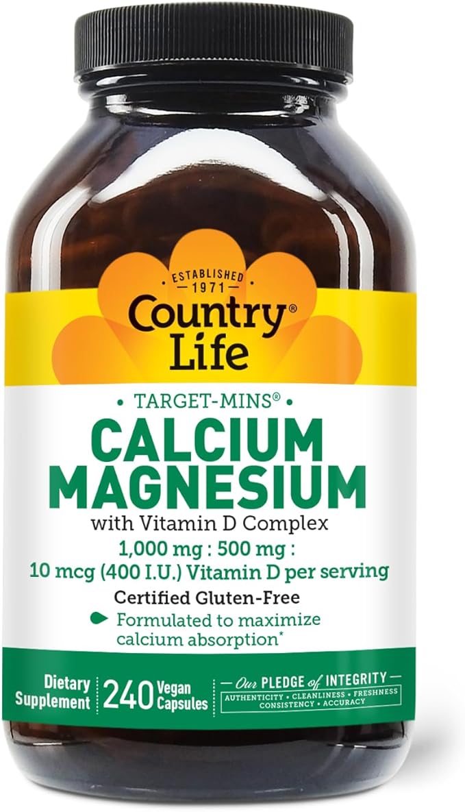 Country Life Target-Mins Calcium Magnesium with Vitamin D Complex for Total-Body Utilization and Osteoporosis Prevention