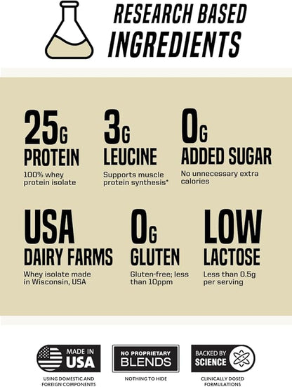Outwork Nutrition Build Whey Protein Isolate Powder - Low Lactose, Gluten-Free Protein Powder for Muscle Growth & Workout Recovery, Backed by Science, Vanilla, 1.6lbs