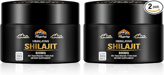 Shilajit Pure Himalayan Organic Resin - 800mg Maximum Potency Natural Organic Shilajit Resin with 85+ Trace Minerals & Fulvic Acid for Energy, Immune Support, Men & Women, 30 Grams(2 Pack)