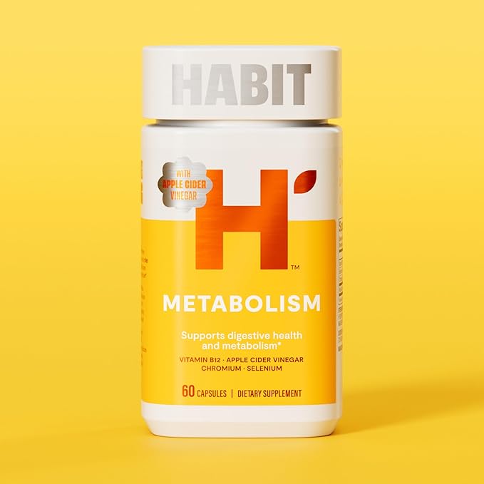 Habit Metabolism Supplement 2 Pack (120 Capsules) - Supports Digestive Health & Metabolism, Vitamin B12, Selenium, Chromium, Apple Cider Vinegar, Vegan, Non-GMO