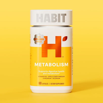 Habit Metabolism Supplement 2 Pack (120 Capsules) - Supports Digestive Health & Metabolism, Vitamin B12, Selenium, Chromium, Apple Cider Vinegar, Vegan, Non-GMO