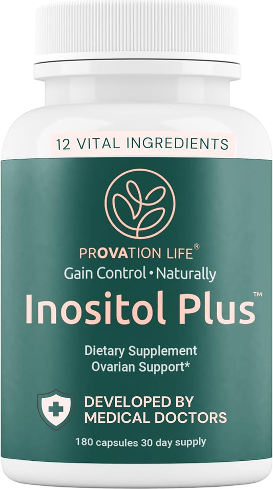 Inositol Plus Supplement for Women | Ovarian Health, Hormone Balance, Fertility, Ovulation | 40:1 Myo-Inositol D-Chiro & 12 Ingredients | Developed by Medical Doctor | 120 Capsules