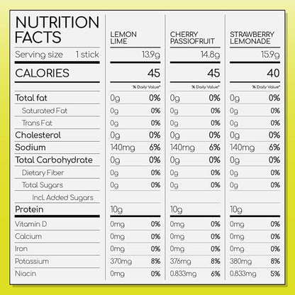 Electrolyte Powder Packets with 10g Protein & Collagen - Hydration Packets - Zero Sugar, NO Fillers, NO Carbs | Lemon Lime | 45 Calories | Keto & Paleo | Pack of 15