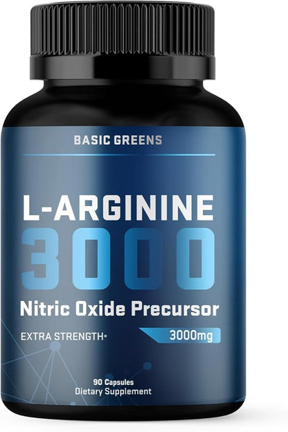L Arginine 3,150mg (90 Capsules) - L-Arginine Supplement for Men and Women with Nitric Oxide Precursor, LArginine Supplement