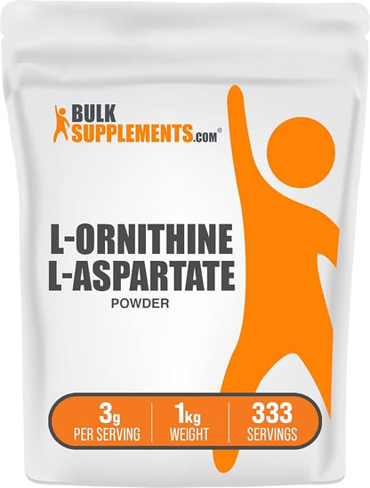 BulkSupplements.com L-Ornithine L-Aspartate Powder - Ornithine Supplement, Ornithine Powder - Amino Acid Supplement, Gluten Free, 3g per Serving, 1kg (2.2 lbs) (Pack of 1)