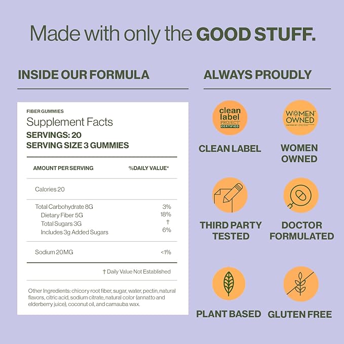 Hilma Prebiotic Fiber Gummies – Daily Fiber Supplement, Gummies for Adults – Supports Gut Health for Women & Promotes Regularity – Citrus & Berry Natural Flavor – FSA Eligible, 60 Count