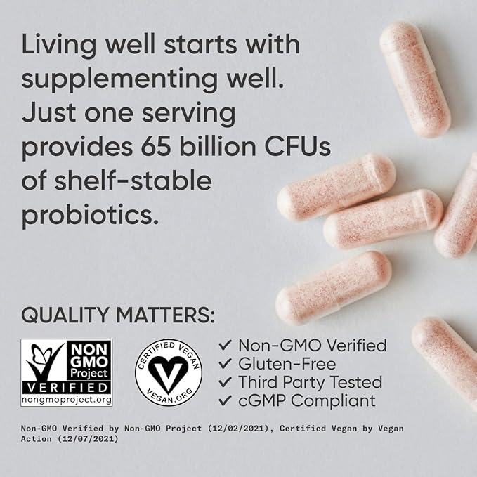 Sports Research Women's Probiotics with Prebiotics, 65 Billion CFU - Vegan Capsules for Gut Health & Digestive Support, Probiotics for Women with Cranberry - Non-GMO Verified & Gluten Free - 30 Count