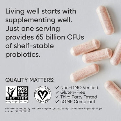 Sports Research Women's Probiotics with Prebiotics, 65 Billion CFU - Vegan Capsules for Gut Health & Digestive Support, Probiotics for Women with Cranberry - Non-GMO Verified & Gluten Free - 30 Count