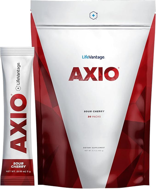 AXIO Regular Energy Drink Powder, Sour Cherry, 30 Packets, Instant Energy Powder, Energy Supplement in a Drink Mix, w/B Vitamins, DMAE, L-Theanine, Quercetin, Green Tea & Pine Bark Extract