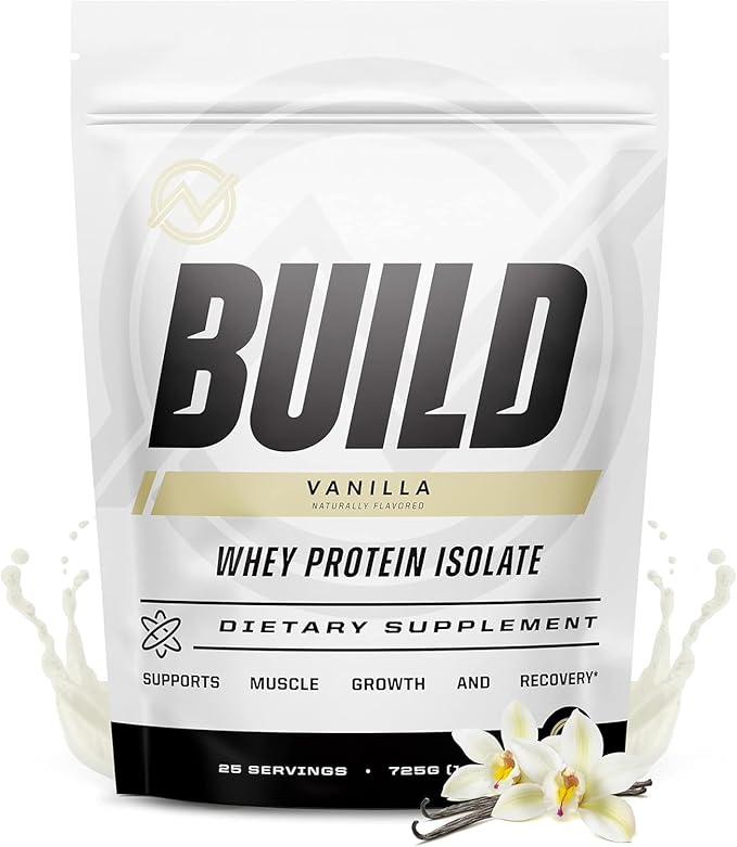 Outwork Nutrition Build Whey Protein Isolate Powder - Low Lactose, Gluten-Free Protein Powder for Muscle Growth & Workout Recovery, Backed by Science, Vanilla, 1.6lbs
