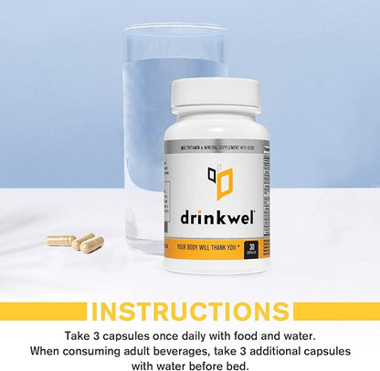 drinkwel Better Mornings - Premium Multivitamin Supplement - Liver Cleanse, Detox, Immune Support- Milk Thistle, Vitamin C, Zinc, Magnesium - 30 Count