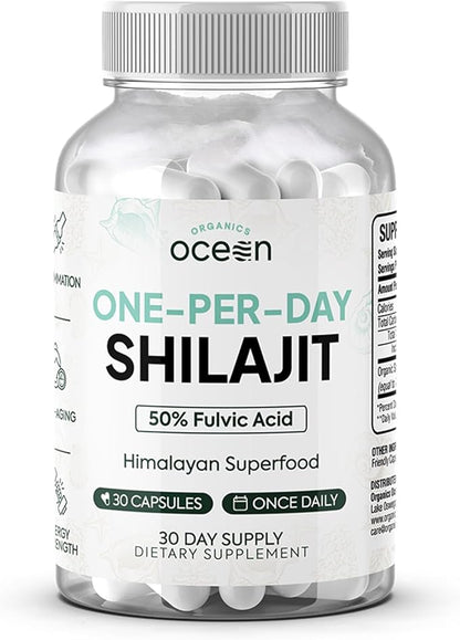 One-Per-Day Shilajit for Men and Women - Natural Shilajit Supplement for Age-Defying, Bone Strength, Hormone Support and More - 30 Shilajit Capsules