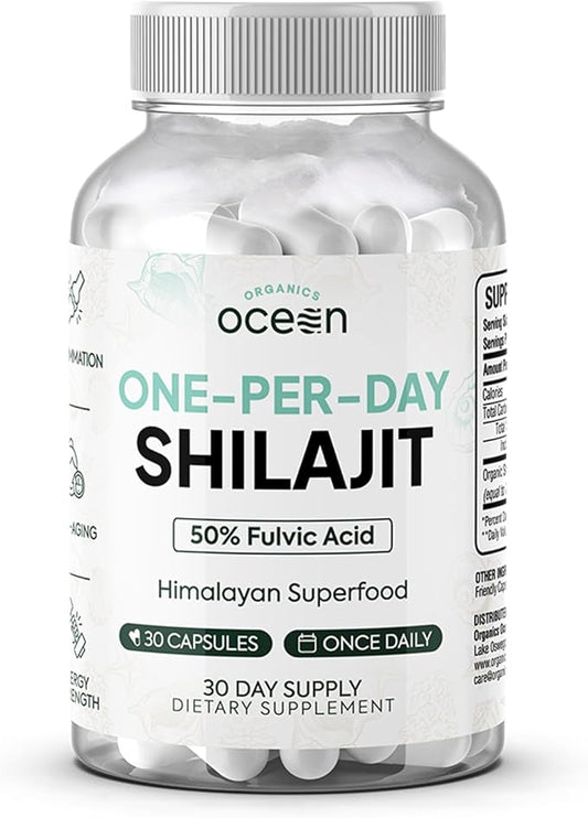 One-Per-Day Shilajit for Men and Women - Natural Shilajit Supplement for Age-Defying, Bone Strength, Hormone Support and More - 30 Shilajit Capsules