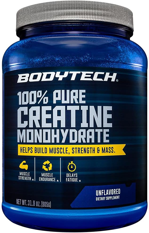 BodyTech 100% Pure Creatine Monohydrate Powder - Premium Micronized Creatine for Enhanced Muscle Strength and Performance - Supports Muscles, Recovery, and Increased Exercise (31.9 oz/181 Servings)