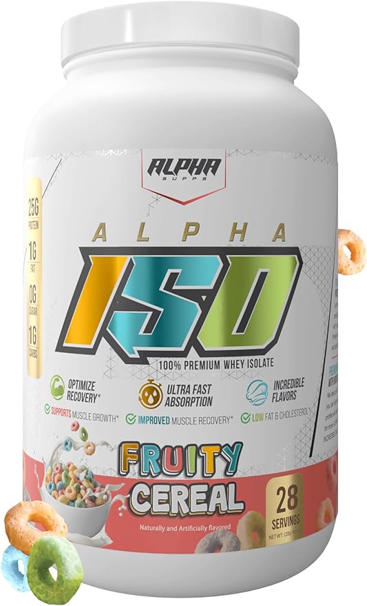 ISO, Low Carb 100% Whey Protein Isolate Powder, 25 Grams Per Serving, Helps Support Muscle Growth, Low Sugar and Gluten Free (Fruity Cereal, 2 lb)