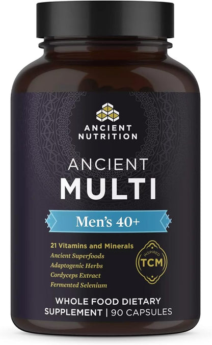 Multivitamin for Men by Ancient Nutrition, Ancient Multi Men's 40+ Once Daily Vitamin Supplement 90 ct, Vitamin A, Vitamin B and Vitamin K2, Supports Immune System, Paleo and Keto Friendly