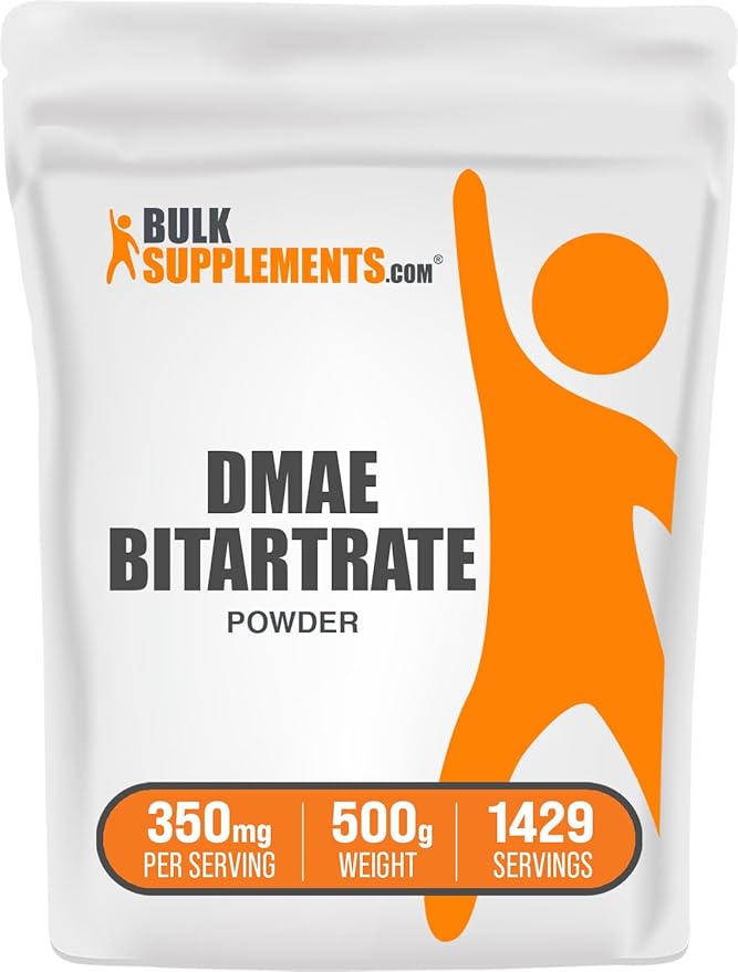 BulkSupplements.com DMAE Bitartrate Powder - Dimethylaminoethanol Bitartrate, DMAE Supplement - DMAE Powder, Gluten Free, 350mg per Serving, 500g (1.1 lbs) (Pack of 1)