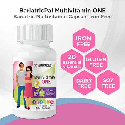 BariatricPal Multivitamin ONE 1 per Day! Bariatric Multivitamin Capsule - Iron Free (90 Count)