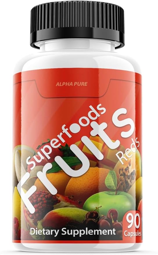 Superfoods Reds Fruits and Greens 180 Capsules Vegetables Fruits and Veggies Superfood | Natural Balance of 90 Fruit Capsules, 90 Veggie Capsules for Men, Women Vitamins and Minerals