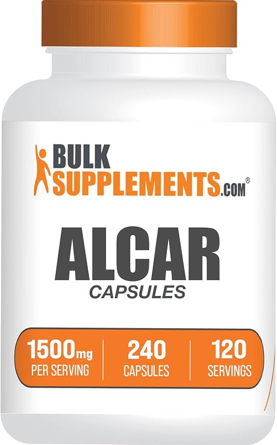 BulkSupplements.com Acetyl L-Carnitine Capsules - ALCAR HCl, Carnitine Supplement - ALCAR Capsules, Acetyl L-Carnitine 1500mg - Gluten Free, 2 Capsules per Serving, 240 Capsules