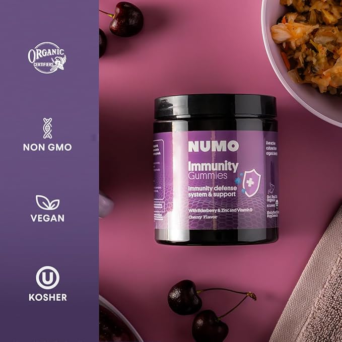 Numo Elderberry Gummies - Immune System Support with Antioxidants Supplement - Complete Formula with Sambucus Fruit, Vitamin D3, Zinc, Vitamin C, Probiotics - Organic, Vegan & Kosher - 60 Count