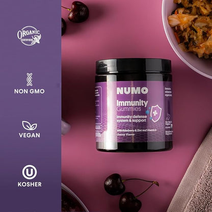 Numo Elderberry Gummies - Immune System Support with Antioxidants Supplement - Complete Formula with Sambucus Fruit, Vitamin D3, Zinc, Vitamin C, Probiotics - Organic, Vegan & Kosher - 60 Count