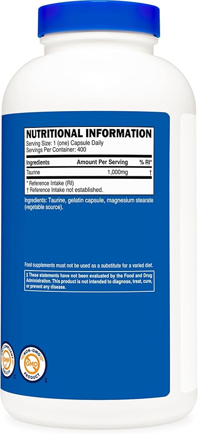 Nutricost Taurine 1000mg, 400 Capsules