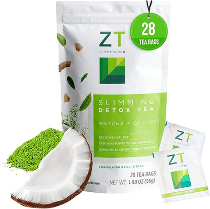 Dr. Zisman ZT Slimming - Matcha-Coconut Detox Blend, Weight Management Tea with Antioxidant Effects, Enhances Mood and Improves Concentration (28 Tea Bags)