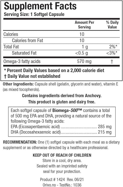 Biotics Research Biomega 500 Omega 3 Fish Oil Supplement, Highly Concentrated Fish Oil with EPA/DHA, Omega 3 Fatty acids, Supports Immune and Cardiovascular 90 Softgels