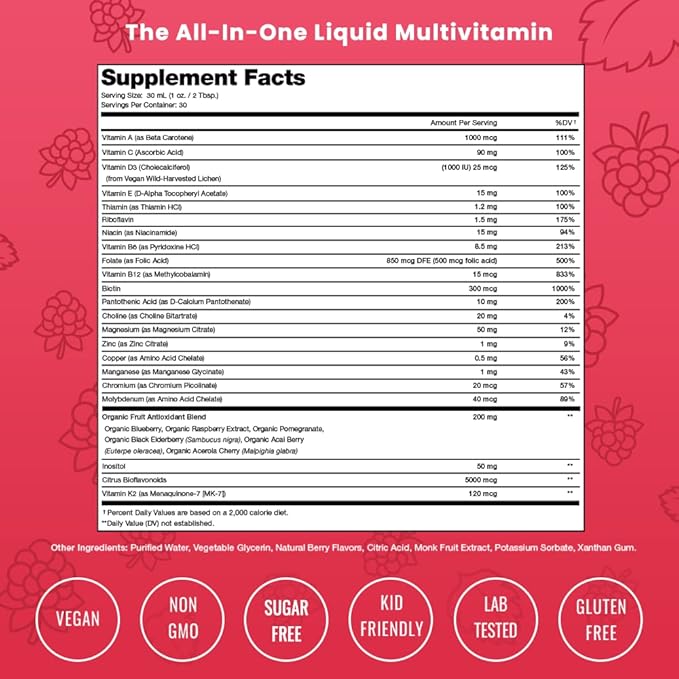 NutraChamps Complete Liquid Multivitamins | No Added Sugar | Liquid Vitamins for Women, Men & Kids | Vegan Liquid Vitamin Multimineral Supplement | Energy, Immunity & Beauty