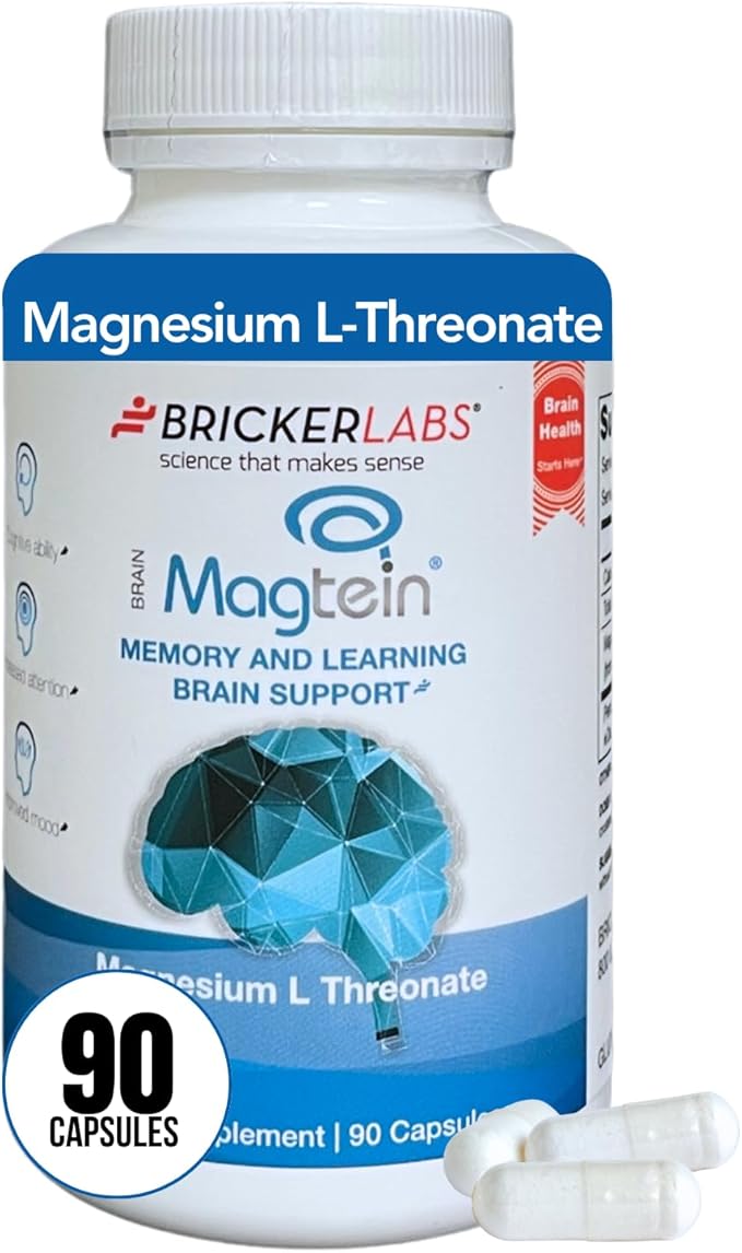 Magtein Magnesium l Threonate, Magnesium Supplement for Memory and Learning Brain Support, Focus Supplement and Brain Health Supplement