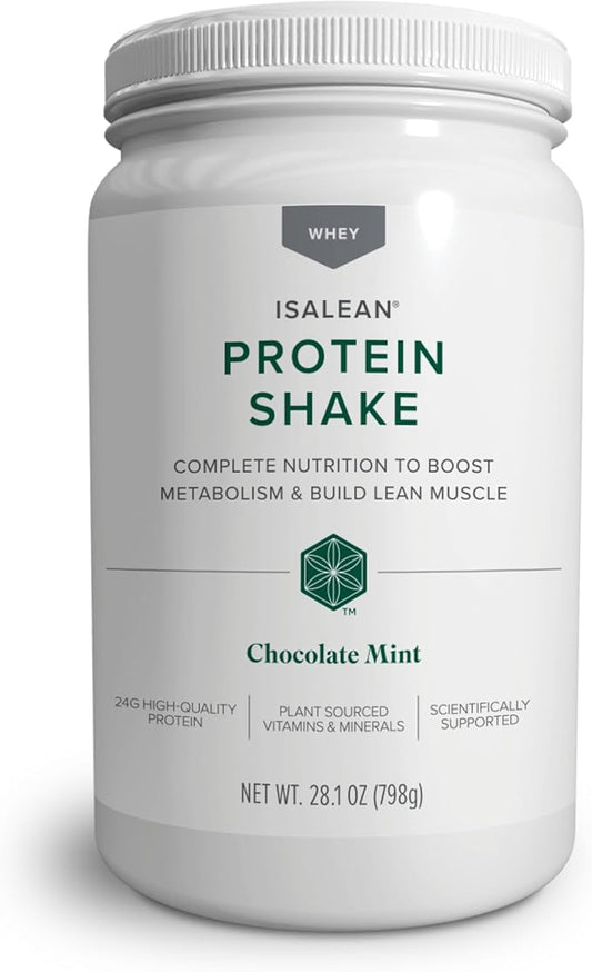 Isagenix IsaLean Shake - Complete Superfood Meal Replacement Drink Mix for Maintaining Healthy Weight and Lean Muscle Growth – Chocolate Mint - 14 Servings