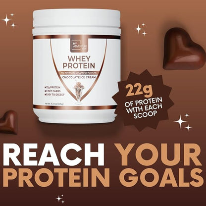 My Adventure to Fit Whey Isolate Protein Powder - Low Carb Protein Powder for Women - Sweetened with Stevia Whey Isolate Protein for Muscle Growth - Protein Powder (Chocolate Ice Cream, 15 Servings)