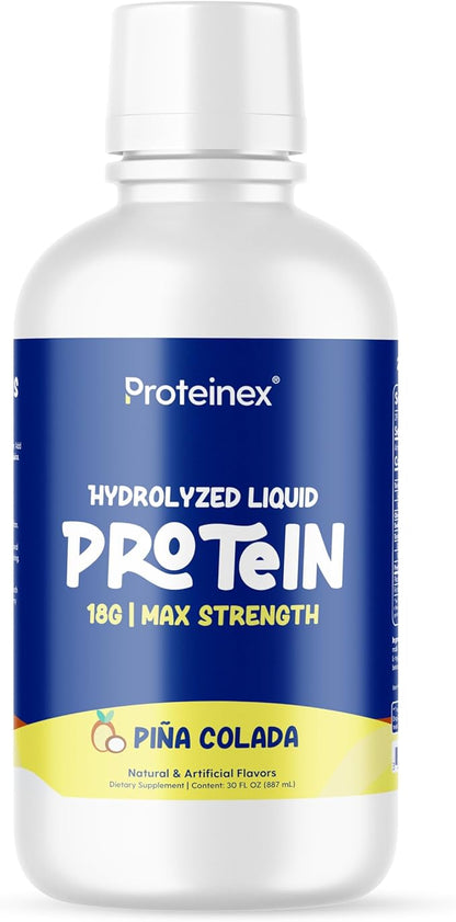 Medical Grade Liquid Hydrolyzed Protein Max Strength - Supports Wound Healing and Doctor Recommended- No Carbs, Zero Sugars & Ready to Drink Liquid Protein (Natural Pina Colada, 30 Fl Oz)