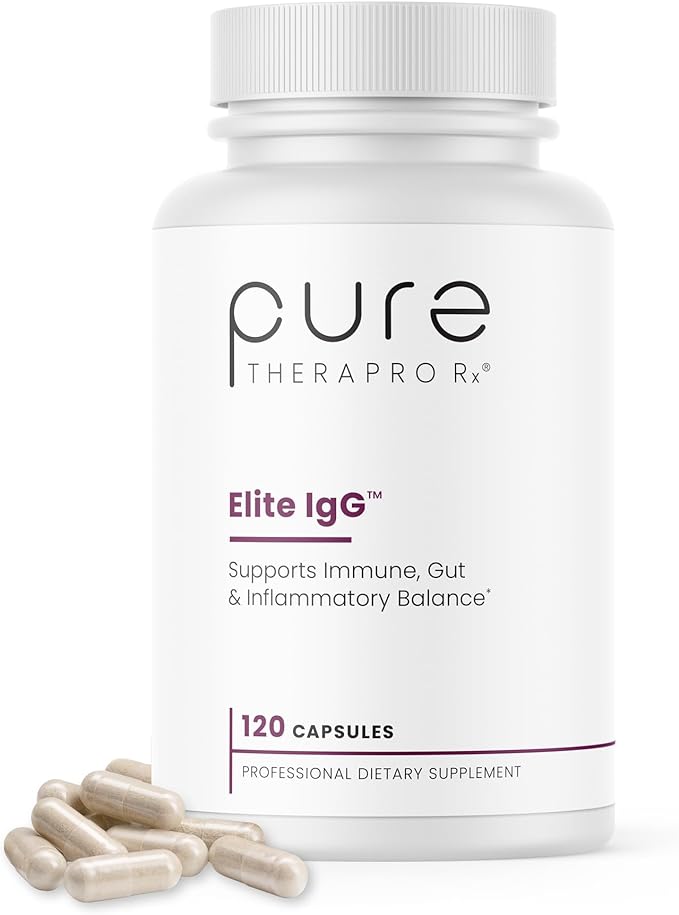 Pure Therapro Rx Elite IgG Immunoglobulin Supplement | 1100+ mg IgG, IGA & IgM Serum Derived Immunoglobulins (SBI) | Colostrum Supplement Alternative | Gluten, Dairy & GMO Free (120 Capsules)