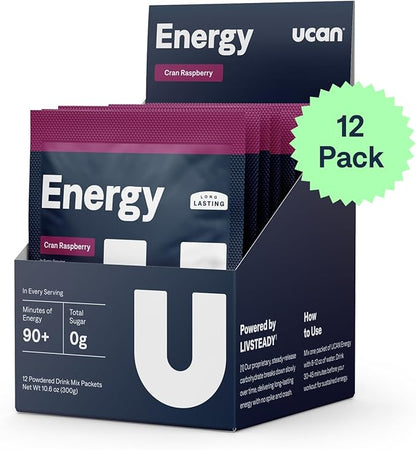 UCAN Energy Powder, Cran-Raz, Keto, Sugar-Free Pre & Post Workout for Men & Women, Non-GMO, Vegan, Gluten-Free, Great for Runners, Gym-Goers and High Performance Athletes (12 Servings, 25g)