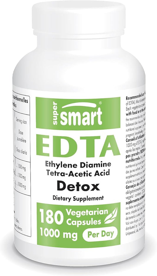 Supersmart - EDTA 1000mg per Day - Calcium Disodium EDTA Supplement | Non-GMO & Gluten Free - 180 Vegetarian Capsules