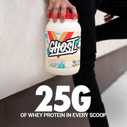 Ghost Whey Protein Powder, Coffee Ice Cream - 2LB Tub, 25G of Protein - Flavored Isolate, Concentrate & Hydrolyzed Whey Protein Blend - Post Workout Shakes - Soy & Gluten Free