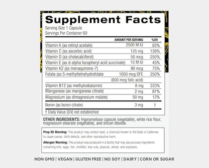 PALO Essential+ Adult One Daily Ritual Multivitamin with Vitamins D3, K2 (as MK7), B12, E, Folate, Minerals Boron and Magnesium and More (60 Capsules, 2 Month Supply)