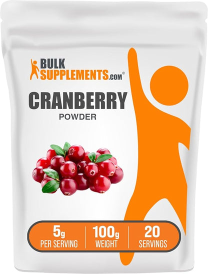 BulkSupplements.com Cranberry Extract Powder - Cranberry Supplements for Women & Men, Cranberry Extract 500mg - Vegan & Gluten Free, 500mg per Serving, 100g (3.5 oz) (Pack of 1)