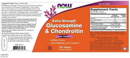 NOW Foods Supplements, Glucosamine & Chondroitin Extra Strength, Sulfate Forms, 120 Tablets