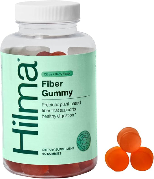 Hilma Prebiotic Fiber Gummies – Daily Fiber Supplement, Gummies for Adults – Supports Gut Health for Women & Promotes Regularity – Citrus & Berry Natural Flavor – FSA Eligible, 60 Count