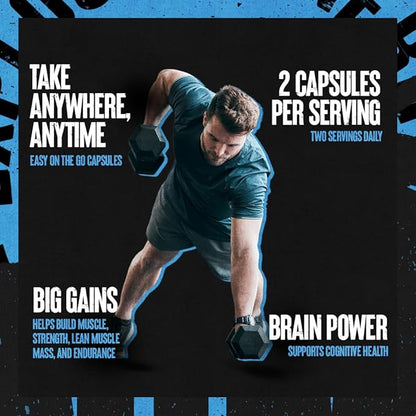 Animal Micronized Creatine Monohydrate Capsules - 300 Caps, 2500mg per Serving to Support Muscle Growth, Endurance, ATP Production, Cognitive Function, Strength, Recovery, and Delay Muscle Fatigue