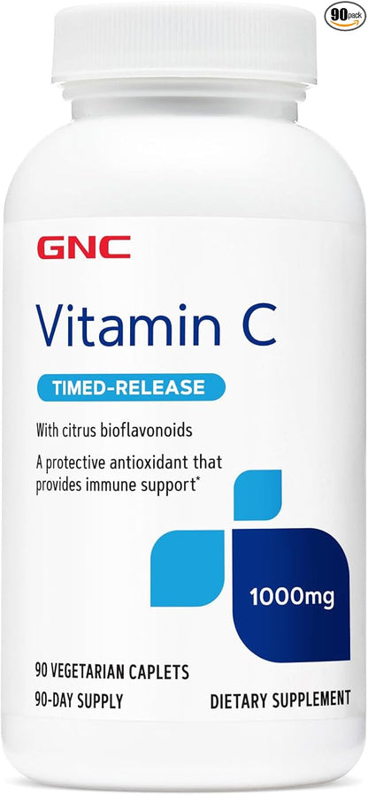 GNC Vitamin C 1000mg, 90 Caplets, Provides Immune Support