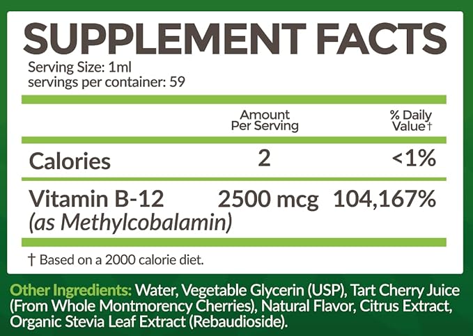 Bio Naturals Vitamin B12 Liquid Drops for Adults & Kids - 100% Natural Sublingual Methylcobalamin - Highest Absorption - Energy & Brain Booster Helps with Fatigue & Weakness - Wild Berry - 2 fl oz
