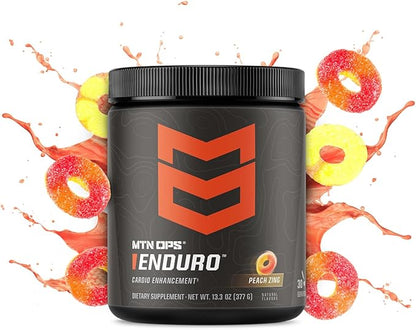 MTN OPS Enduro Nitric Oxide Supplement & Stim-Free Pre Workout - 30 Servings - with Magnesium Citrate, Beet Root Powder, Niacinamide, L Arginine & L Citrulline - Peach Zing Flavor
