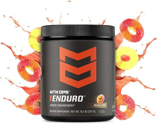 MTN OPS Enduro Nitric Oxide Supplement & Stim-Free Pre Workout - 30 Servings - with Magnesium Citrate, Beet Root Powder, Niacinamide, L Arginine & L Citrulline - Peach Zing Flavor