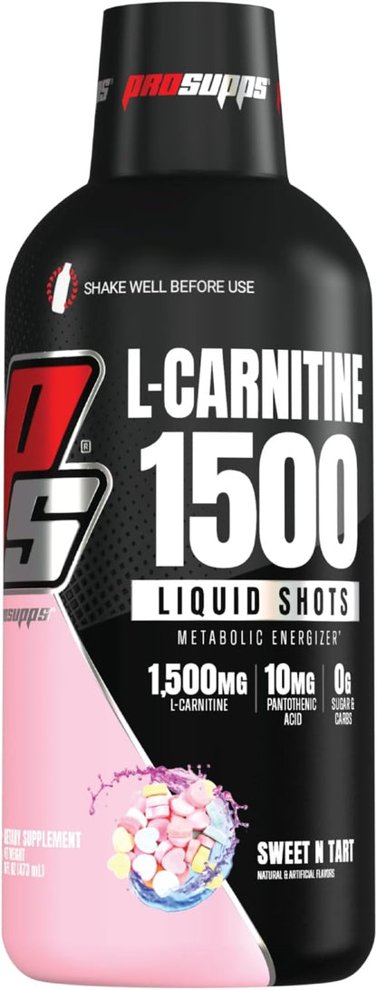 PROSUPPS L-Carnitine Stimulant Free Liquid Shots for Men & Women - Workout Drink for Performance & Muscle Recovery - Clean Energy, No Sugar, No Carbs (31 Servings, 1500 Sweet-N-Tart)