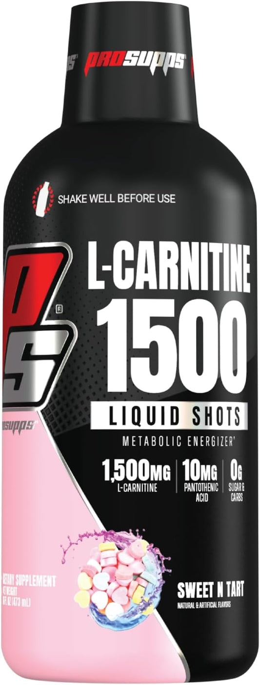 PROSUPPS L-Carnitine Stimulant Free Liquid Shots for Men & Women - Workout Drink for Performance & Muscle Recovery - Clean Energy, No Sugar, No Carbs (31 Servings, 1500 Sweet-N-Tart)